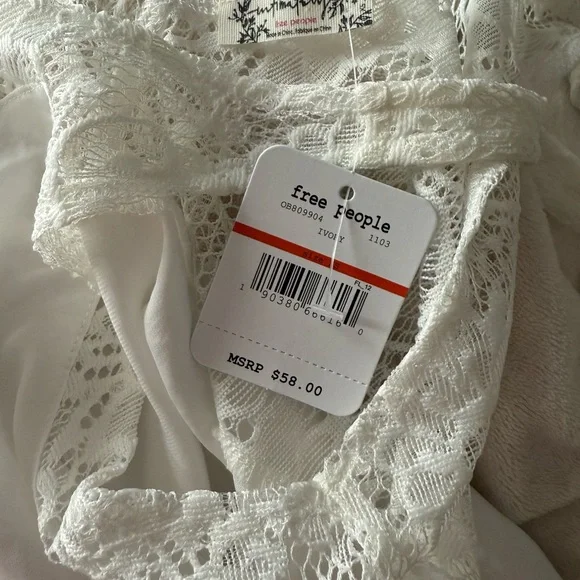 Free People All In My Head Ivory Lace Satin Tank Top - Picture 7 of 7